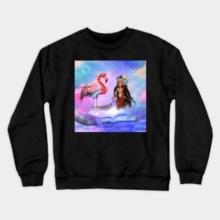 Little mermaid and flamingo Crewneck Sweatshirt